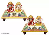 Poly resin Chowli Ganesha & Laxmi set of 2, Indian idols on altar