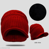 Red faux fur knitted beanie, soft interior