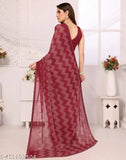 Red Georgette and Hot Fix lace women's saree, unstitched blouse