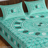 Jaipuri cotton double size bedsheet, 100% cotton (7x6.9 feet), thread count 180, ideal for adult use in mild winter