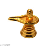 Gold-plated brass Panch Dhaatu Shivling, Vastu Feng Shui wealth decor showpiece, 2.5" x 2.5" x 2", Indian origin