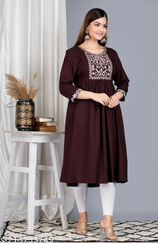 Maroon kameez with long sleeves, lace trim