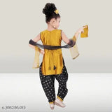 Taffeta silk girls party wear with dupatta, comfortable Patiala & Kurta set for any season, perfect for 3-4 years old