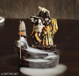 Antique Resin Radha Krishna Incense Holder with 10 Scented Cones, Indian decorative showpiece for home, handcrafted IDOL & figurine