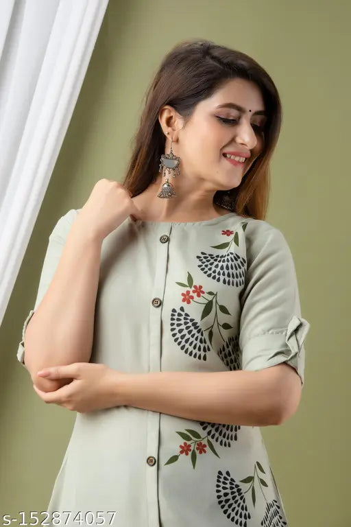 Designer slub cotton half-sleeve Anarkali dress in printed combo, suitable for women's & girls' casual/festive wear. Indian-origin