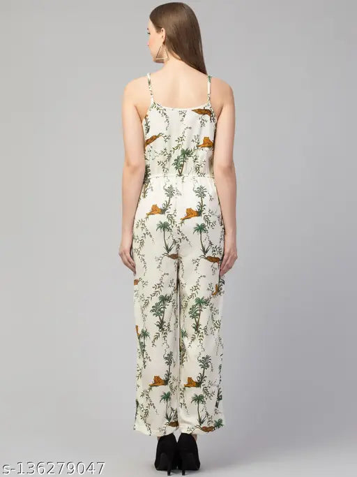 Vibrant printed polyester jumpsuit, sleeveless, Virgo Moda brand, India origin