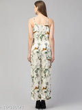 Vibrant printed polyester jumpsuit, sleeveless, Virgo Moda brand, India origin