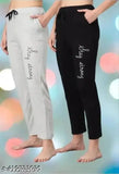 Stylish printed cotton trousers for women & girls, perfect for gym and park use - set of 2 in various sizes