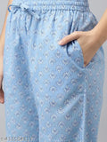 Trendy stylish cotton nightsuit for girls and women, printed net pyjamas with three-quarter sleeves