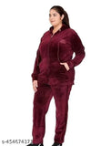 Velvet winter night suit set for women: Top & bottom pyjamas with zipper hoodie, pockets included - India