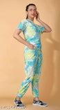 Green tie-dye women's nightdress pajama set, limited stock, polyester fabric