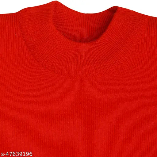 Acrylic high neck sweater for boys, daffodil yellow and solid pattern. Cozy and comfortable, perfect as inner or outerwear with denim and jacket. Size: 0-6 months. Made in India