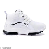 White athletic shoes with black laces, suitable for boys and girls, comfortable for outdoor walking or all-day sports activities