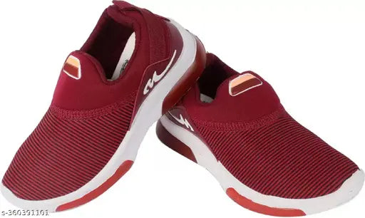 Red, blue, white, and black sports sneakers