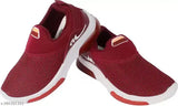 Red, blue, white, and black sports sneakers