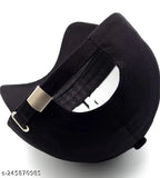 Adjustable black cotton modern baseball cap, trending style N-Y design for men & women, featuring a buckle strap closure