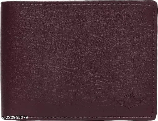 Brown faux leather men's travel wallet, 9 card slots, sleek design for formal events