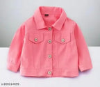 Coral twill denim jacket, dyed/washed for kids aged 3-9 years, India origin