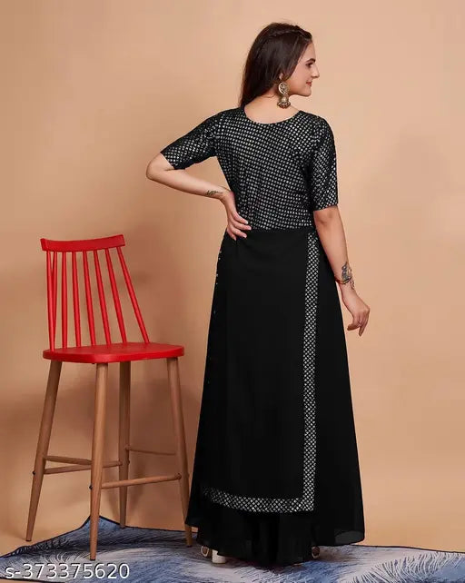 Embellished Georgette kurti, short sleeves, Indian women's sequin Nayra style