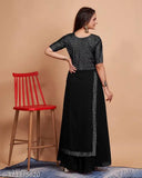 Embellished Georgette kurti, short sleeves, Indian women's sequin Nayra style