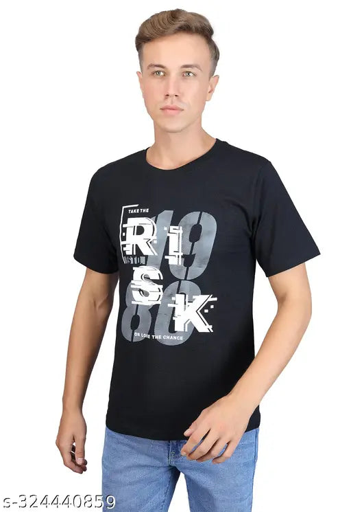 Cotton printed men's t-shirt pack of 3, short sleeve, vintage-inspired design from India