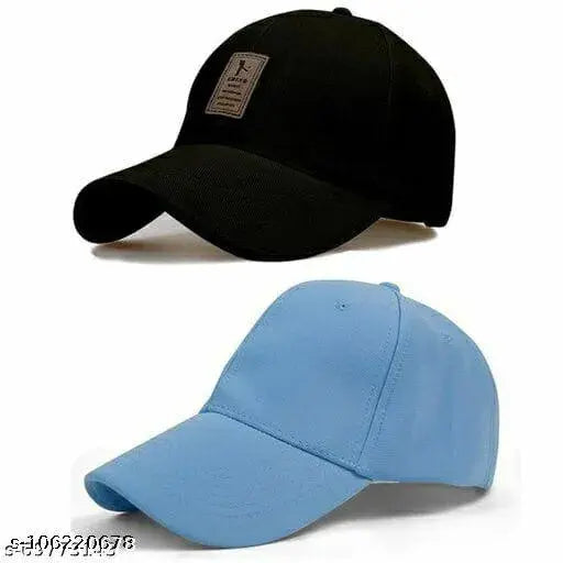 Solid cotton baseball cap, adjustable, pack of 2 for trendy men & women. Made in India