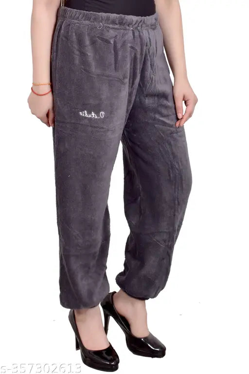 Grey velvet women's harem pants