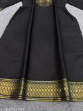 Slub cotton women's fully stitched three quarter-sleeve straight kurti with lace border