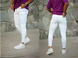Monk Premium white denim men's jeans, solid pattern, perfect fit for any occasion, size 28/30/32/34/36 (India origin)