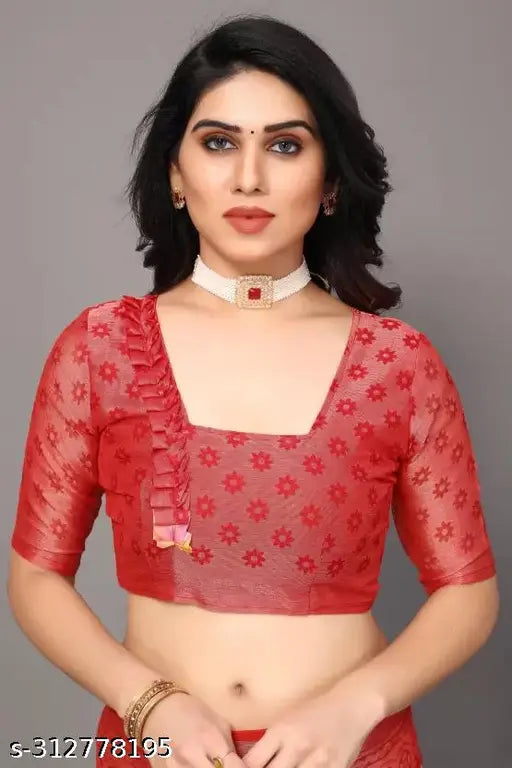 Festival Special Chiffon Brasso Saree with Printed Unstitched Running Blouse, premium Indian-made saree for festivities