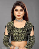 Self-designed dyed Bollywood Georgette art silk saree with blouse, embellished neckline