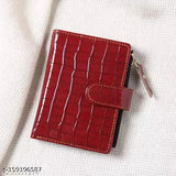 Small PU Leather Women's Wallet - 2 compartments credit card holder, coin purse, zippered secure case. Solid pattern, elegant design, premium synthetic leather. Indian-made accessory for gift giving