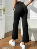 Black high-waisted pants with a slit on the side