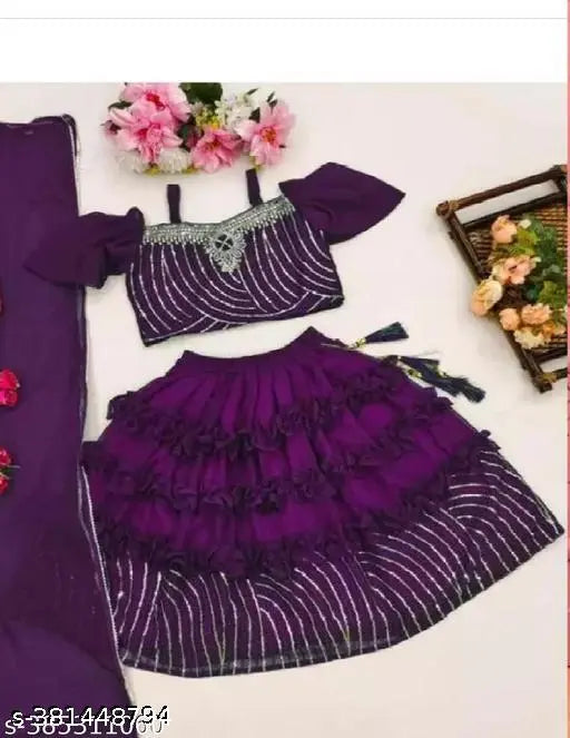 Embroidered Georgette baby choli, Indian traditional clothing for 1-12 years old children on display