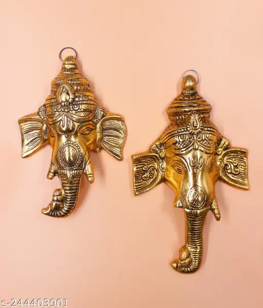 Gold-plated antique finish Ganesh idol, traditional decorative showpiece (3.5cm x 22cm x 13.5cm), ideal for housewarming, good luck, and Vastu