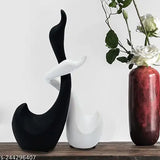 Large white and black ceramic Lucky Swan Couple decor figures (Set of 2, 8cm x 24cm x 11cm) - Exquisitely crafted, high-quality home decor showpieces & collectibles. Great gift option for any occasion