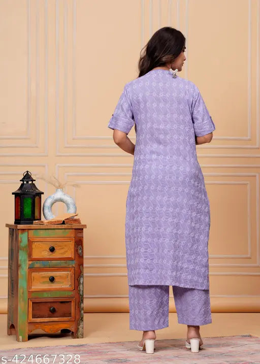 Cotton blend designer co-ord set with palazzos and printed net, Indian export quality women's kurta and bottomwear
