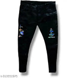 Men's black cotton denim jeans with solid print, party wear, sizes 28, 30, and 32