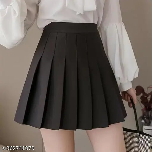 Solid cotton mini skirt, versatile and trendy for women's wardrobe, XS-XL sizes available