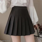 Solid cotton mini skirt, versatile and trendy for women's wardrobe, XS-XL sizes available