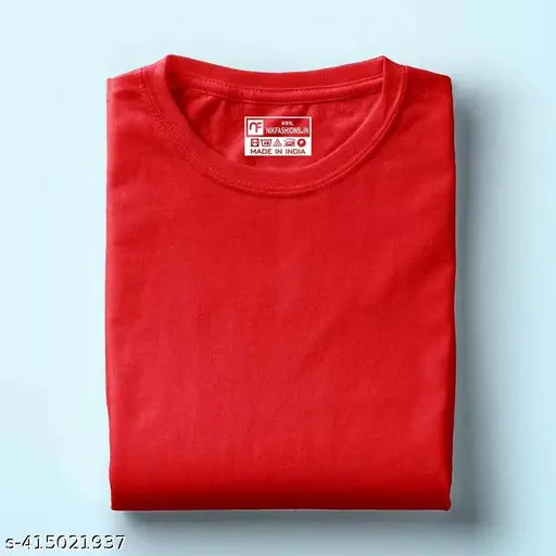 Red personalized polyester half-sleeve round neck t-shirt for men, printed with Cool Art design on display