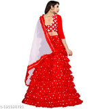 Embroidered art silk lehenga C with net choli and dupatta, Indian ethnic bridal wear