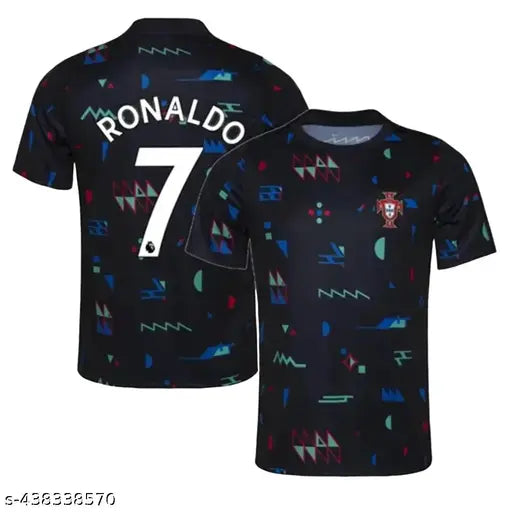 Portugal football jersey men's polyester, short sleeves, printed net design, pre-match style. XS (17in chest, 35in length). Made in India