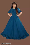 Embellished rayon short sleeve gown for girls, 7-8 years - Indian design on display