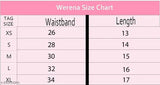 Short skirt with black button closure, length 30 inches