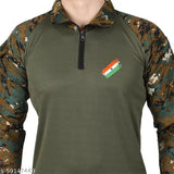 Olive green polycotton Militia Cobra Urni pattern T-shirt, Indian Army inspiration