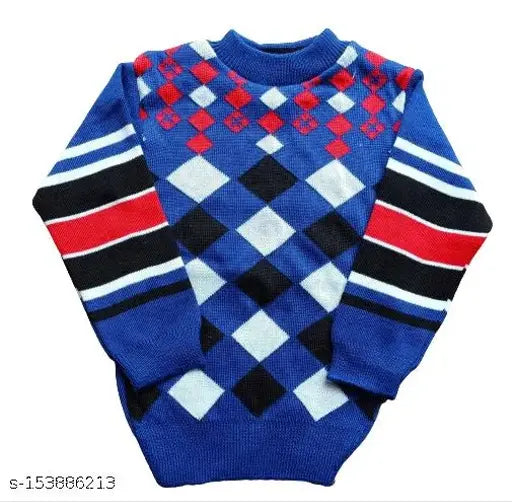 Wool full sleeve sweater and pant set for kids in solid design, keeping little ones cozy and warm during winter