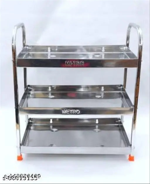 Stainless steel 3-tier dish drainer for kitchen utensils & glass storage, modern design, corrosion resistant, Indian origin