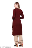 Women's woolen winter wear Kurta Palazzo set of 2 pcs, featuring beautiful embroidery and side pockets, ideal for the cold season