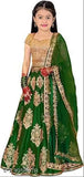 Embroidered taffeta-silk lehenga choli for kids party wear, short sleeves, 8-9 years size